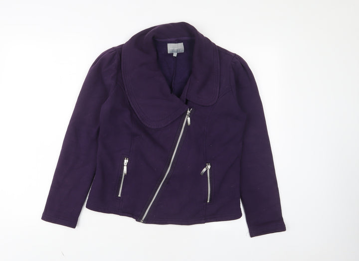 Per Una Womens Purple Cotton Full Zip Sweatshirt Size S Zip - Zip Pockets