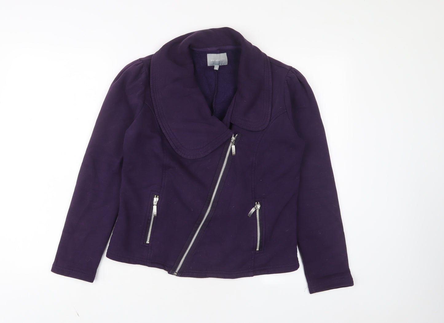 Per Una Womens Purple Cotton Full Zip Sweatshirt Size S Zip - Zip Pockets