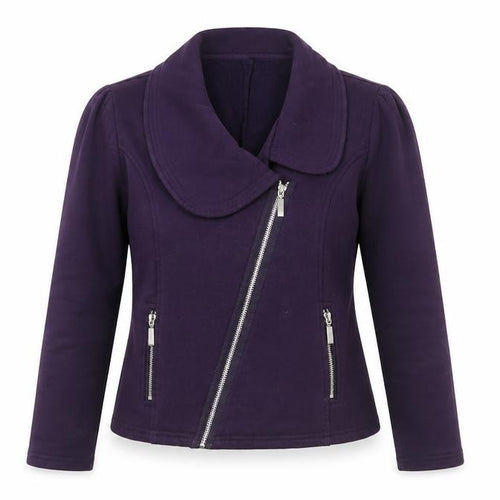 Per Una Womens Purple Cotton Full Zip Sweatshirt Size S Zip - Zip Pockets