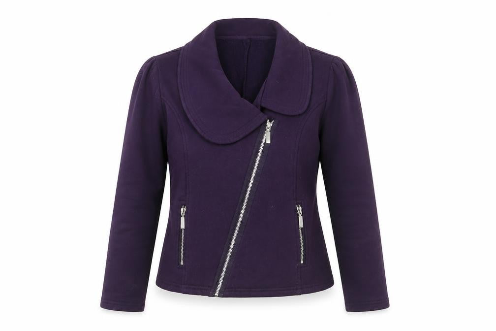 Per Una Womens Purple Cotton Full Zip Sweatshirt Size S Zip - Zip Pockets
