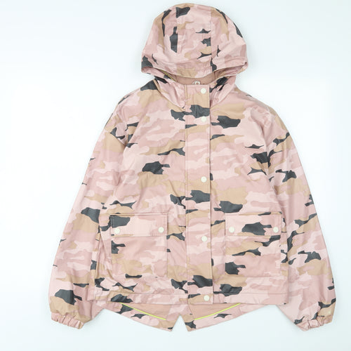 Marks and Spencer Girls Pink Camouflage Basic Coat Coat Size 12-13 Years Zip