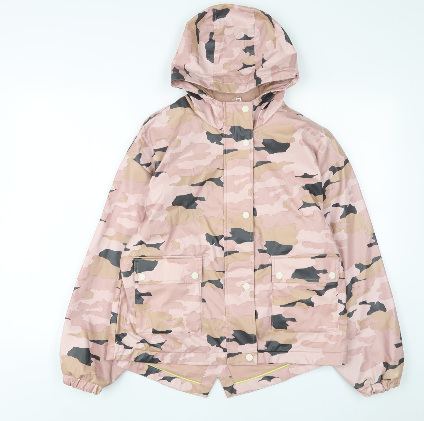 Marks and Spencer Girls Pink Camouflage Basic Coat Coat Size 12-13 Years Zip