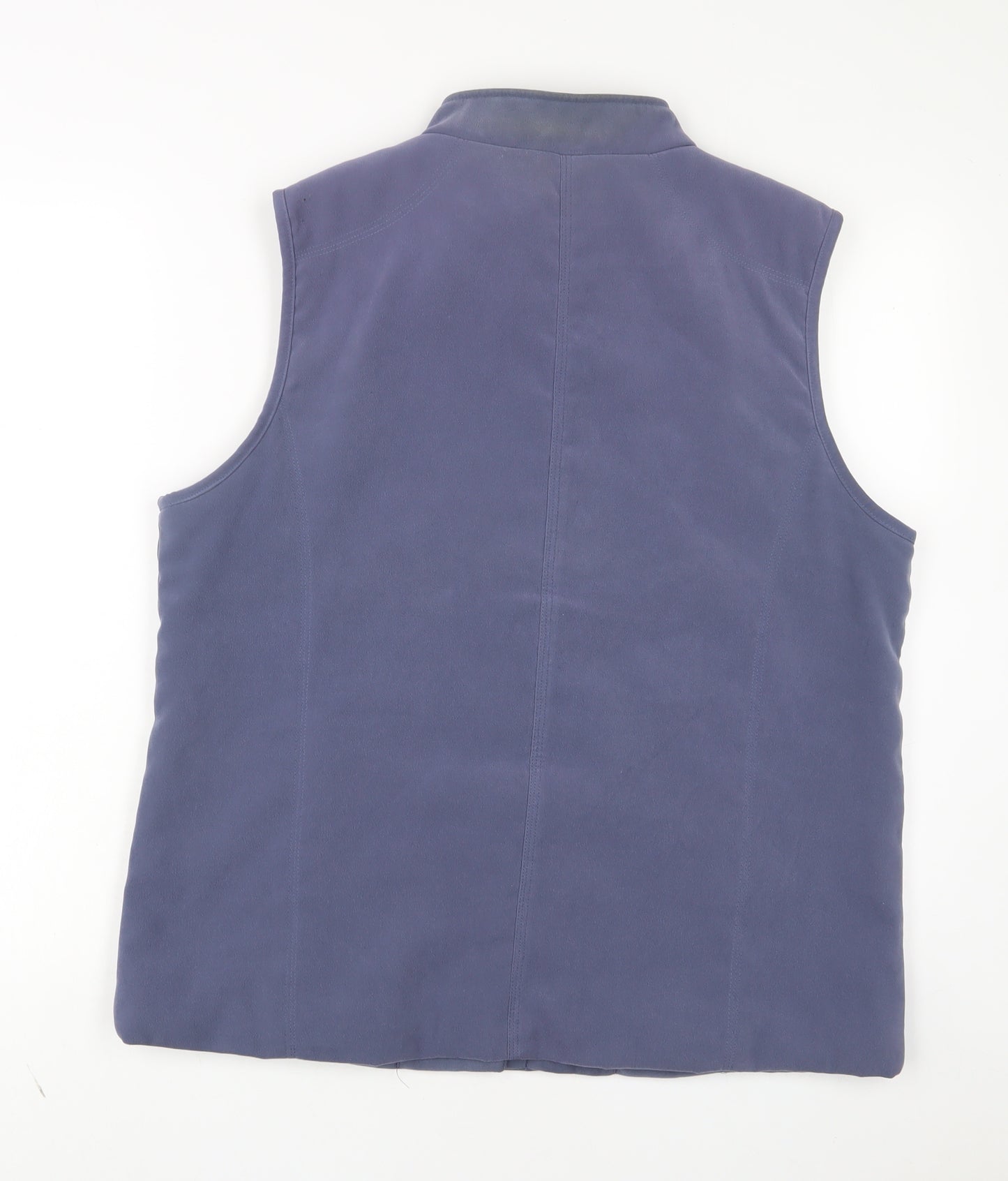 EWM Womens Blue Floral Gilet Jacket Size M Zip - Embroidered