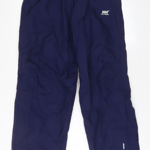 Helly Hansen Mens Blue Polyester Rain Trousers Trousers Size M L31 in Regular Zip - Logo, Embroidered