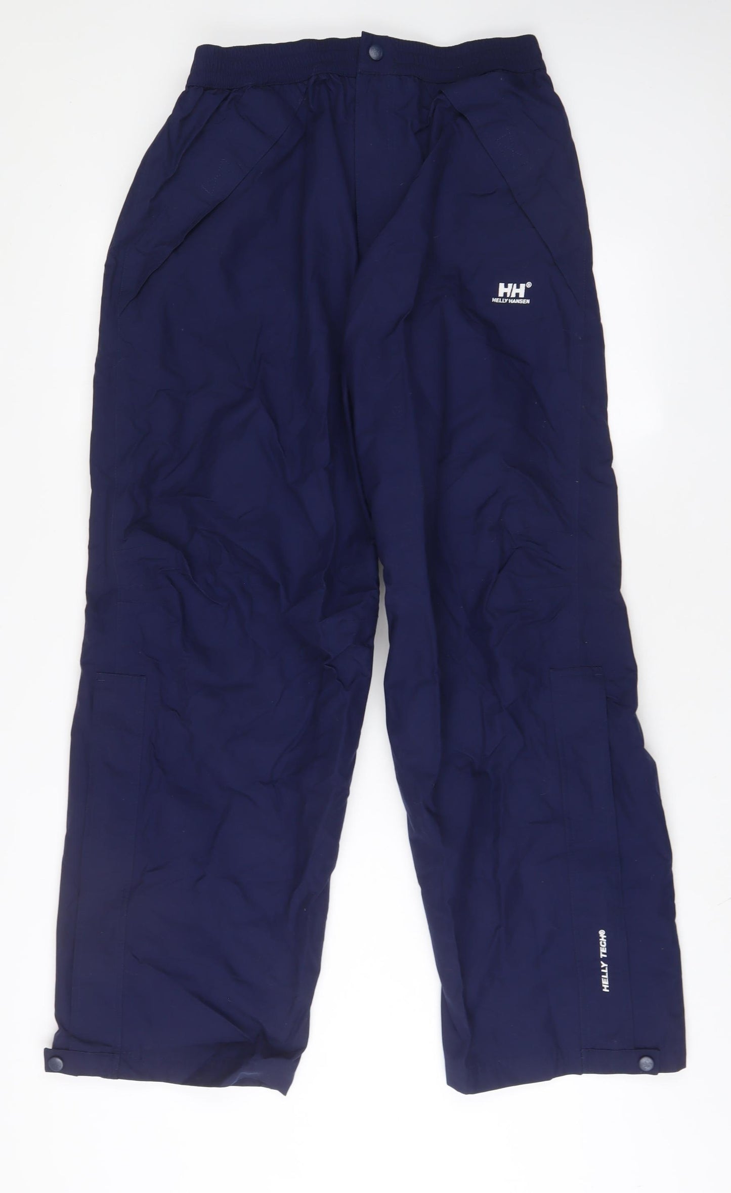 Helly Hansen Mens Blue Polyester Rain Trousers Trousers Size M L31 in Regular Zip - Logo, Embroidered