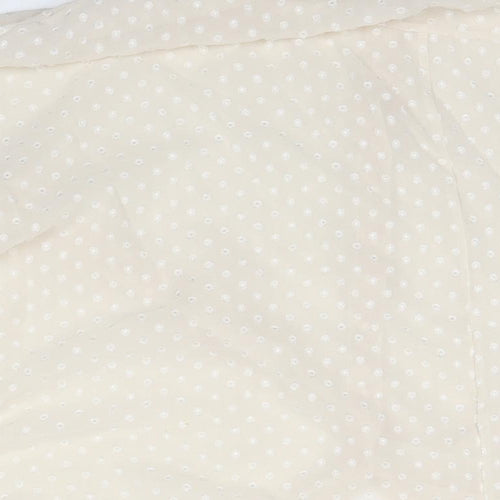 Boohoo Womens Beige Polka Dot Polyester Basic Button-Up Size 10 Collared