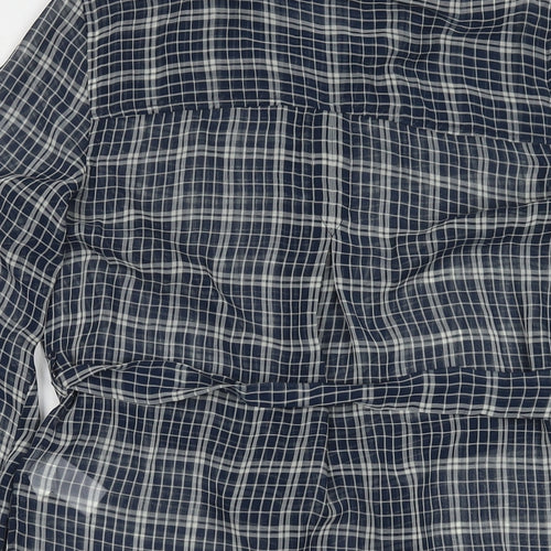 NEXT Womens Blue Check Polyester Tunic Button-Up Size 8 Collared