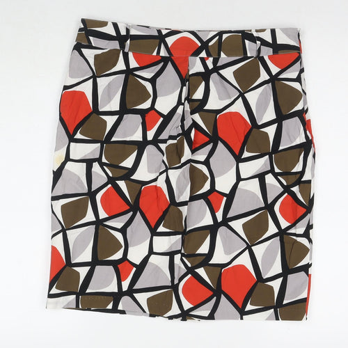 Marks and Spencer Womens Multicoloured Geometric Polyester A-Line Skirt Size 14 Zip