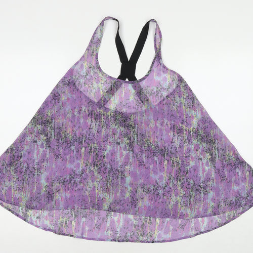 Topshop Womens Purple Geometric Polyester Basic Tank Size 10 Scoop Neck