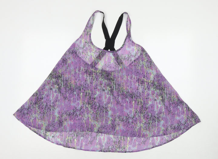 Topshop Womens Purple Geometric Polyester Basic Tank Size 10 Scoop Neck