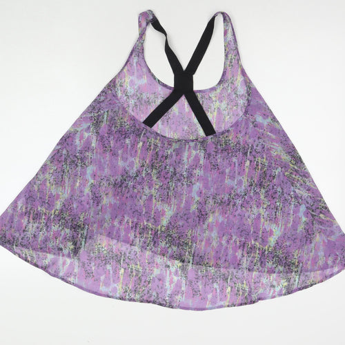 Topshop Womens Purple Geometric Polyester Basic Tank Size 10 Scoop Neck
