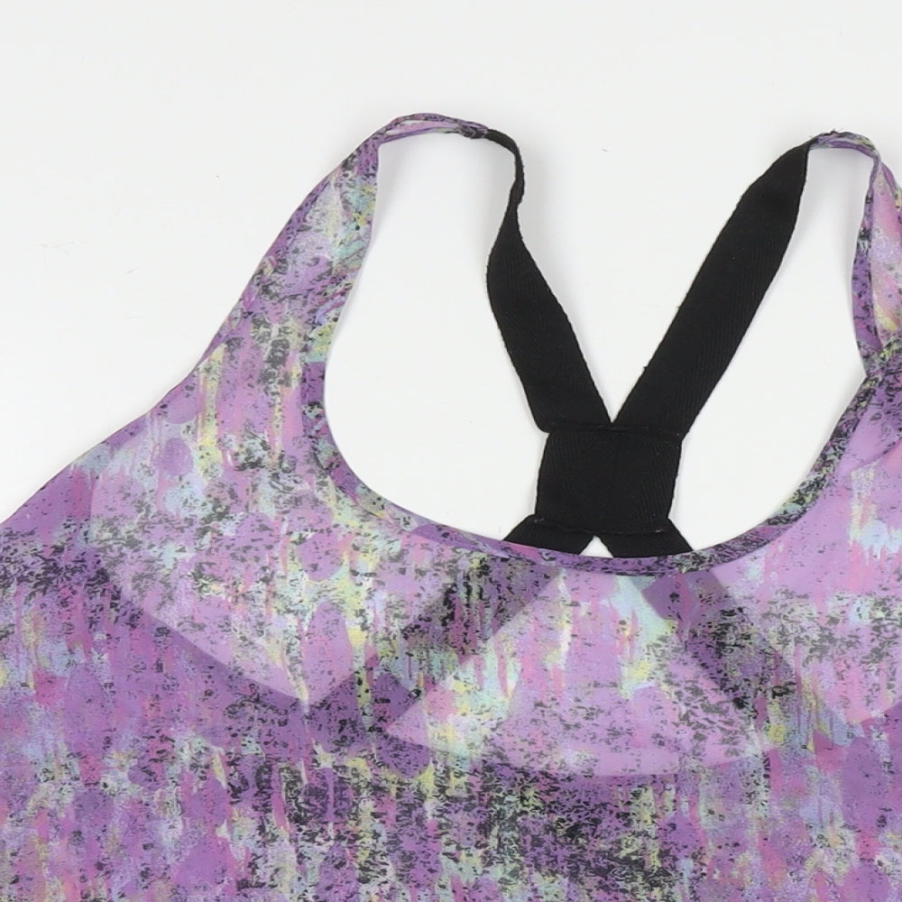 Topshop Womens Purple Geometric Polyester Basic Tank Size 10 Scoop Neck