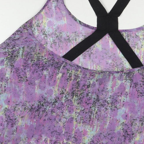 Topshop Womens Purple Geometric Polyester Basic Tank Size 10 Scoop Neck
