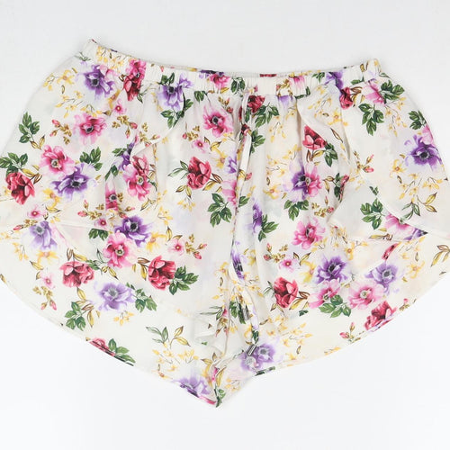 New Look Womens Multicoloured Floral Polyester Hot Pants Shorts Size L L3 in Regular Drawstring