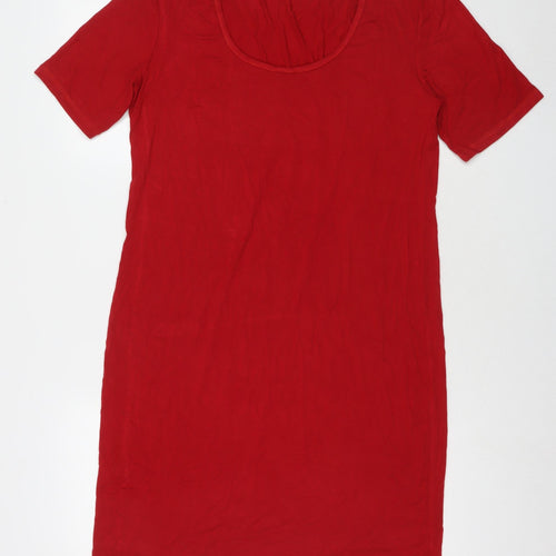 Domiti Womens Red Viscose T-Shirt Dress Size M Round Neck Pullover