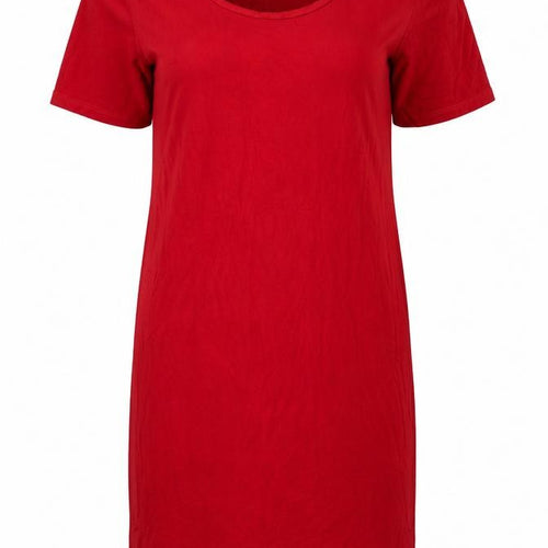 Domiti Womens Red Viscose T-Shirt Dress Size M Round Neck Pullover