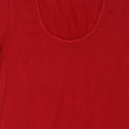 Domiti Womens Red Viscose T-Shirt Dress Size M Round Neck Pullover
