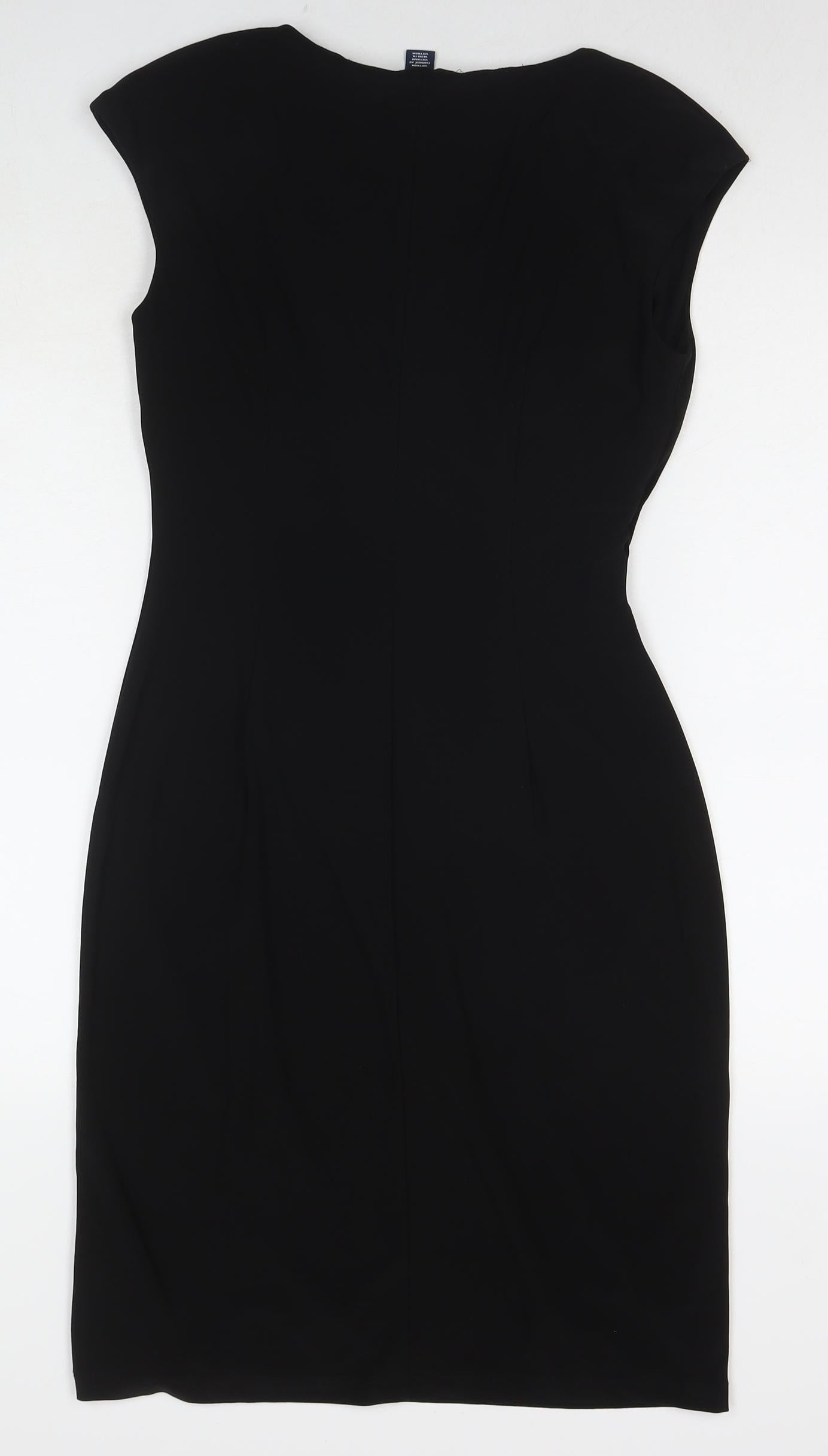 American Living Womens Black Polyester A-Line Size 6 Round Neck Pullover
