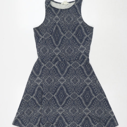 H&M Womens Blue Polyester Fit & Flare Size S Round Neck Pullover