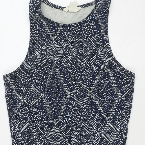 H&M Womens Blue Polyester Fit & Flare Size S Round Neck Pullover