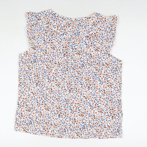 M&Co Womens Multicoloured Floral Polyester Basic T-Shirt Size 12 Round Neck