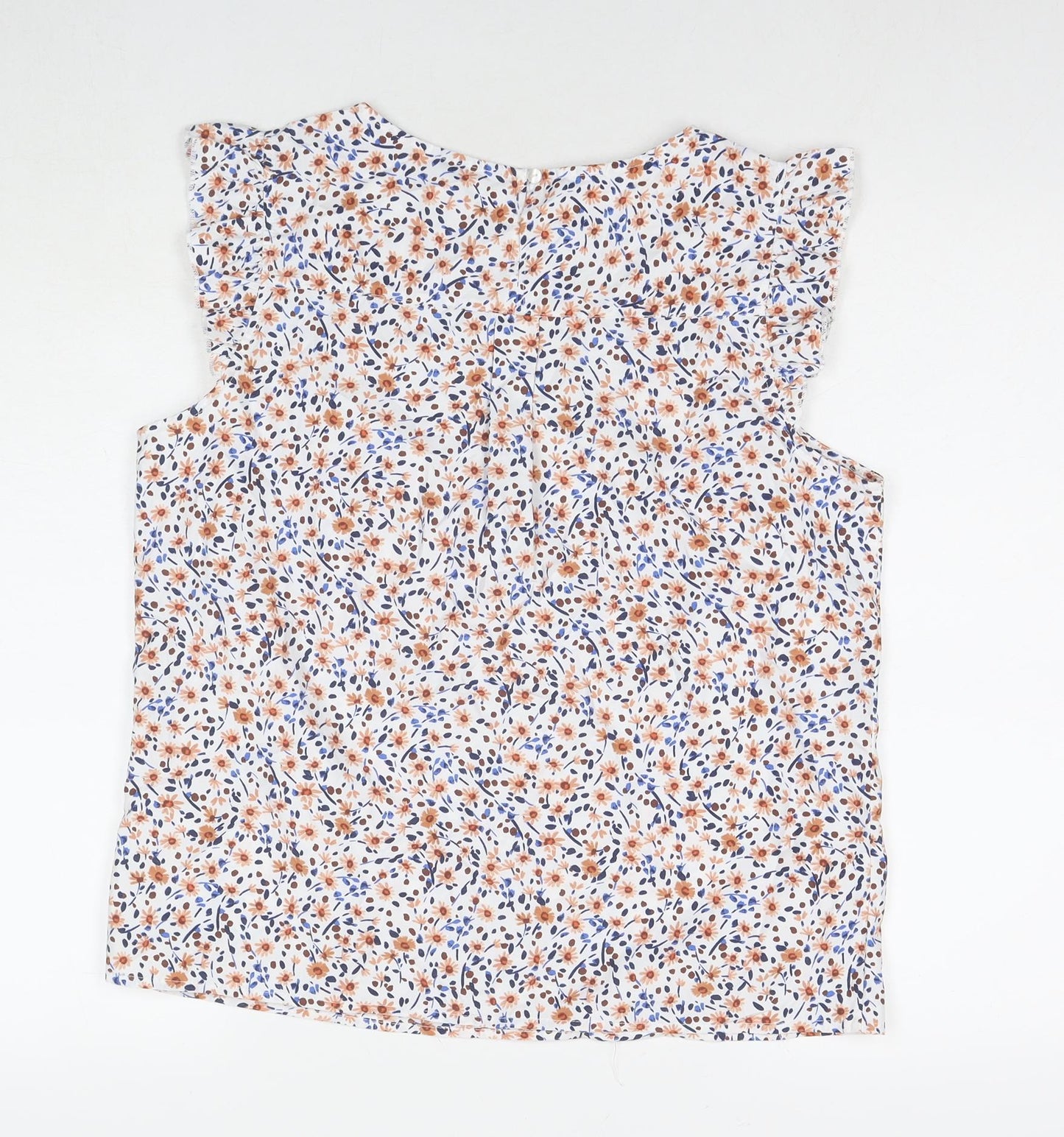 M&Co Womens Multicoloured Floral Polyester Basic T-Shirt Size 12 Round Neck
