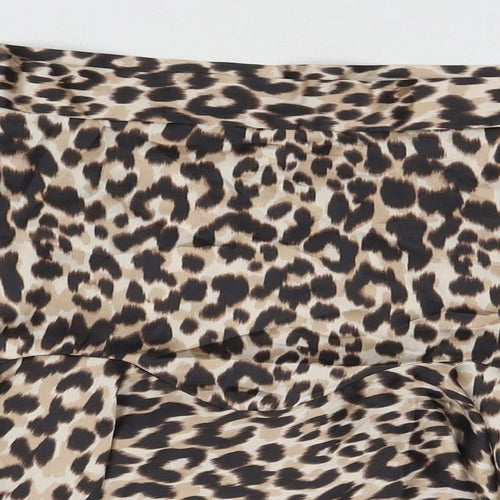 Zara Womens Beige Animal Print Polyester A-Line Skirt Size L Zip