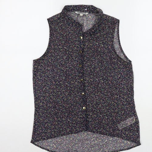 New Look Womens Multicoloured Polyester Basic Button-Up Size 14 Collared