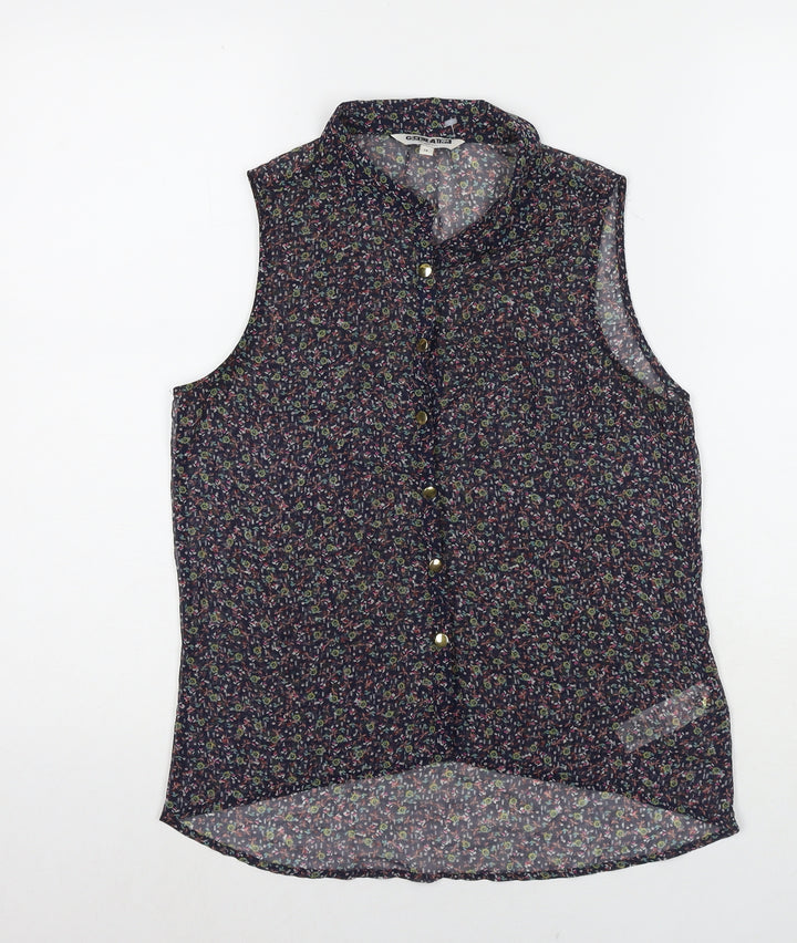 New Look Womens Multicoloured Polyester Basic Button-Up Size 14 Collared