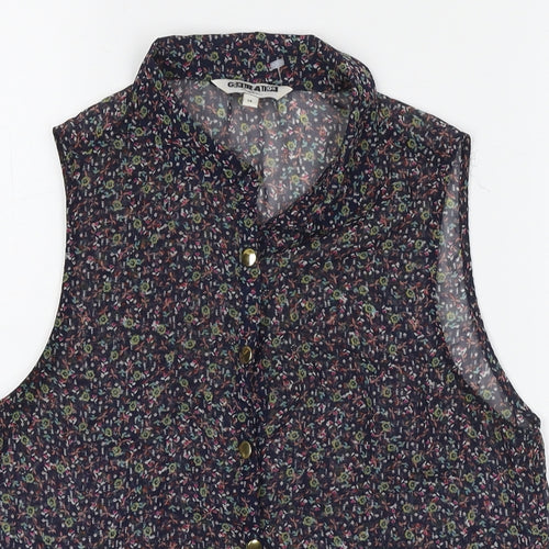 New Look Womens Multicoloured Polyester Basic Button-Up Size 14 Collared