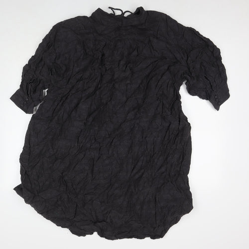 And/Or Womens Grey Viscose A-Line One Size V-Neck Button