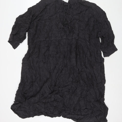 And/Or Womens Grey Viscose A-Line One Size V-Neck Button
