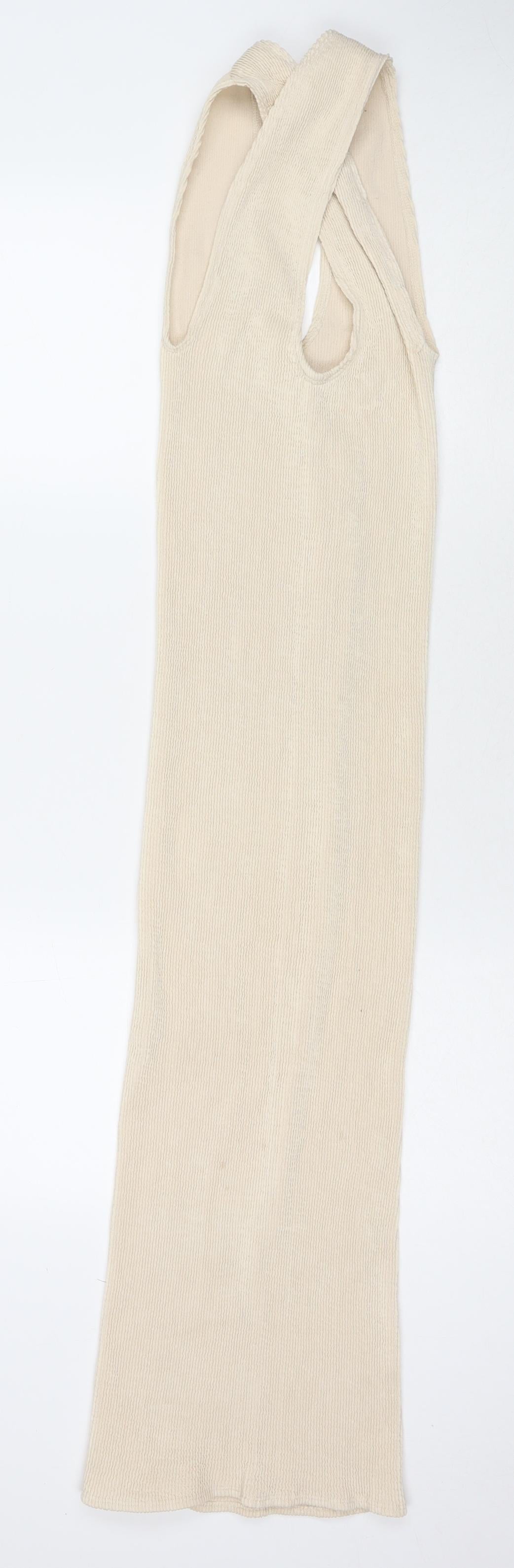 River Island Womens Beige Polyester Bodycon One Size V-Neck Pullover