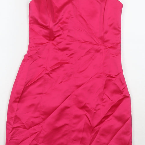 Zara Womens Pink Polyester Mini Size S Square Neck Zip - Strapless