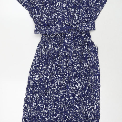 Pep Womens Blue Polka Dot Viscose Shirt Dress Size 12 Collared Button