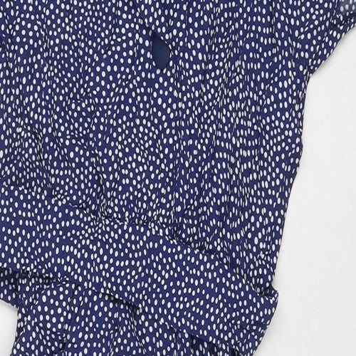 Pep Womens Blue Polka Dot Viscose Shirt Dress Size 12 Collared Button