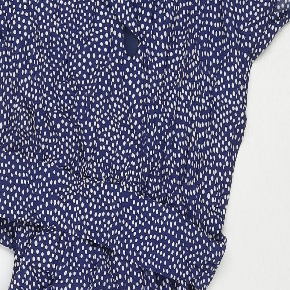 Pep Womens Blue Polka Dot Viscose Shirt Dress Size 12 Collared Button
