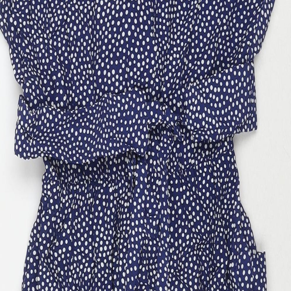Pep Womens Blue Polka Dot Viscose Shirt Dress Size 12 Collared Button