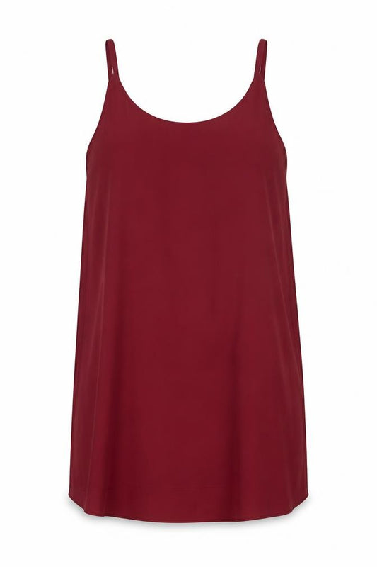 Front view of Dorothy Perkins women’s red polyester tunic tank, size UK 12, round neck