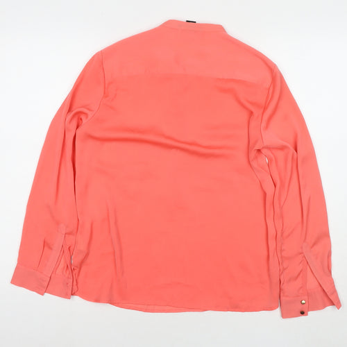 H&M Womens Pink Polyester Basic Button-Up Size 10 Round Neck
