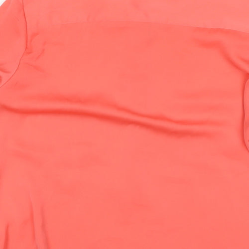 H&M Womens Pink Polyester Basic Button-Up Size 10 Round Neck