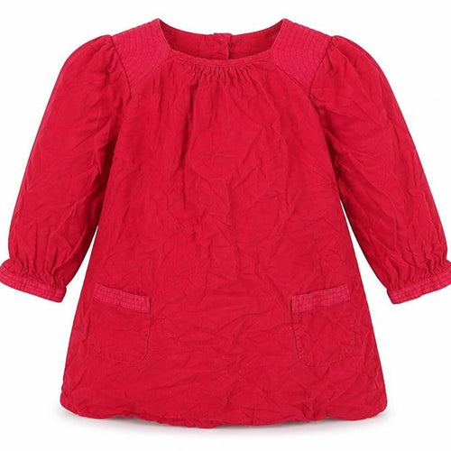 Marks and Spencer Girls Pink Cotton Jumper Dress Size 2-3 Years Round Neck Button