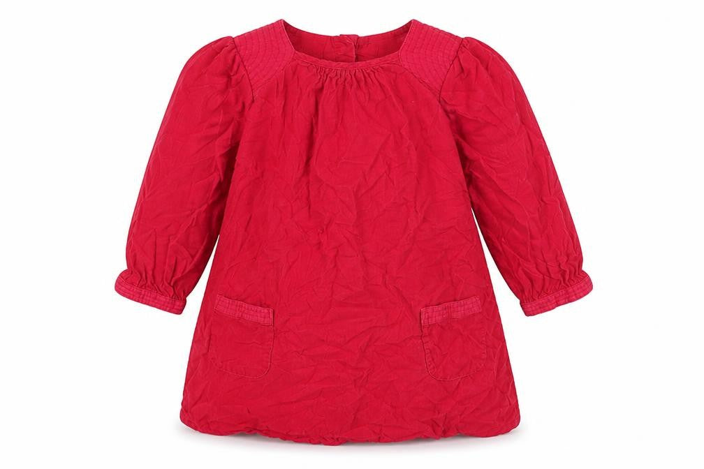 Marks and Spencer Girls Pink Cotton Jumper Dress Size 2-3 Years Round Neck Button