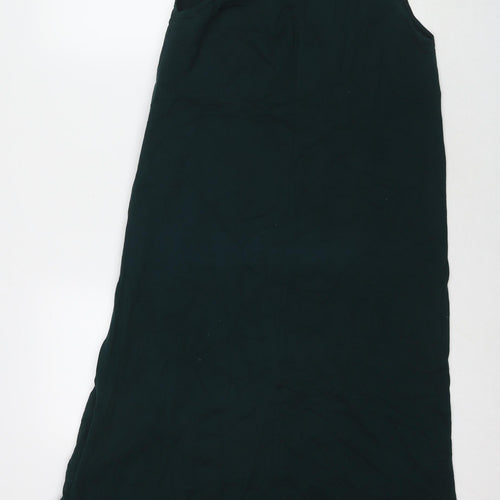 Zara Womens Green Cotton Tank Dress Size M V-Neck Pullover