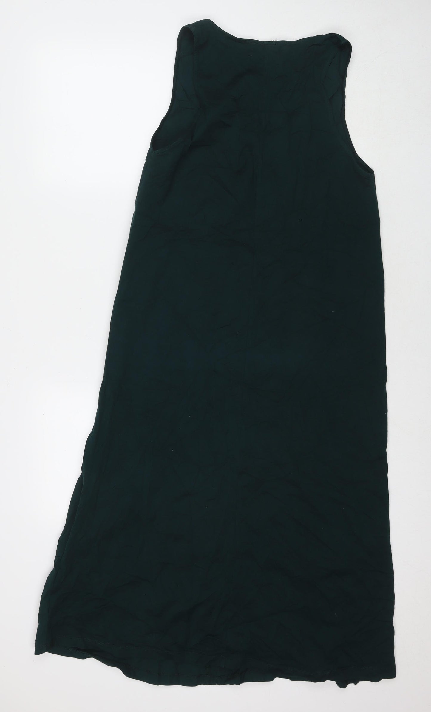 Zara Womens Green Cotton Tank Dress Size M V-Neck Pullover