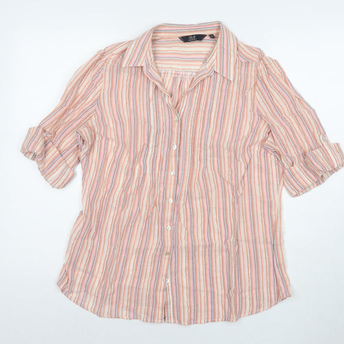 EWM Womens Multicoloured Striped Polyester Basic Button-Up Size 14 Collared