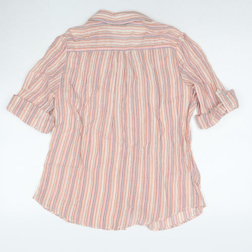 EWM Womens Multicoloured Striped Polyester Basic Button-Up Size 14 Collared