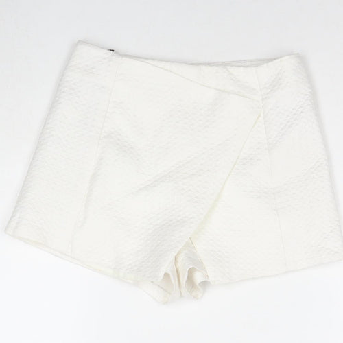 Topshop Womens White Polyester Hot Pants Shorts Size 6 L3 in Regular Zip