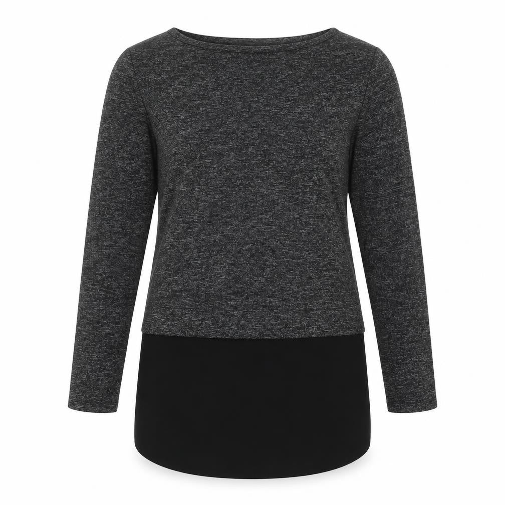 Front view of Tezenis women’s grey boat neck polyester tunic jumper, size S