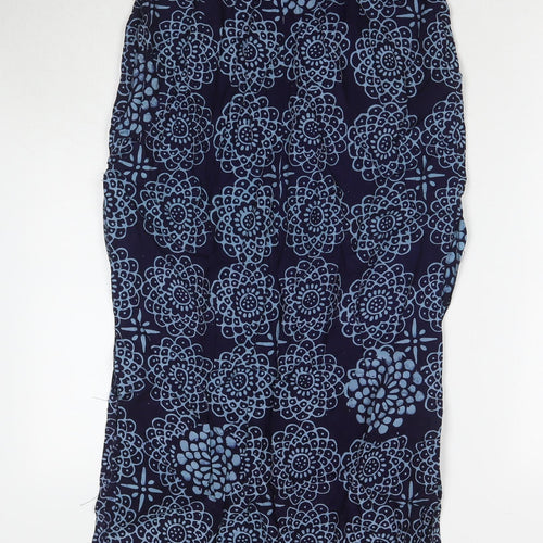 Blue Ginger Womens Blue Geometric Rayon Maxi Skirt Size M Zip
